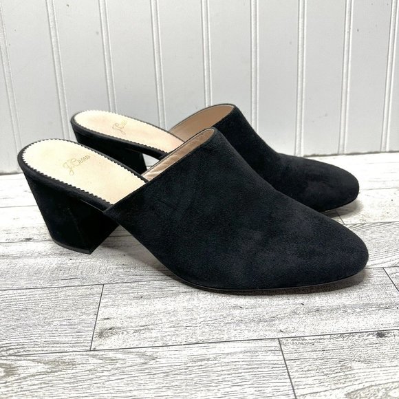 J. Crew Mules Size 9 Black Suede Shoes Heels Slide Slip On Leather Lining - Picture 2 of 9